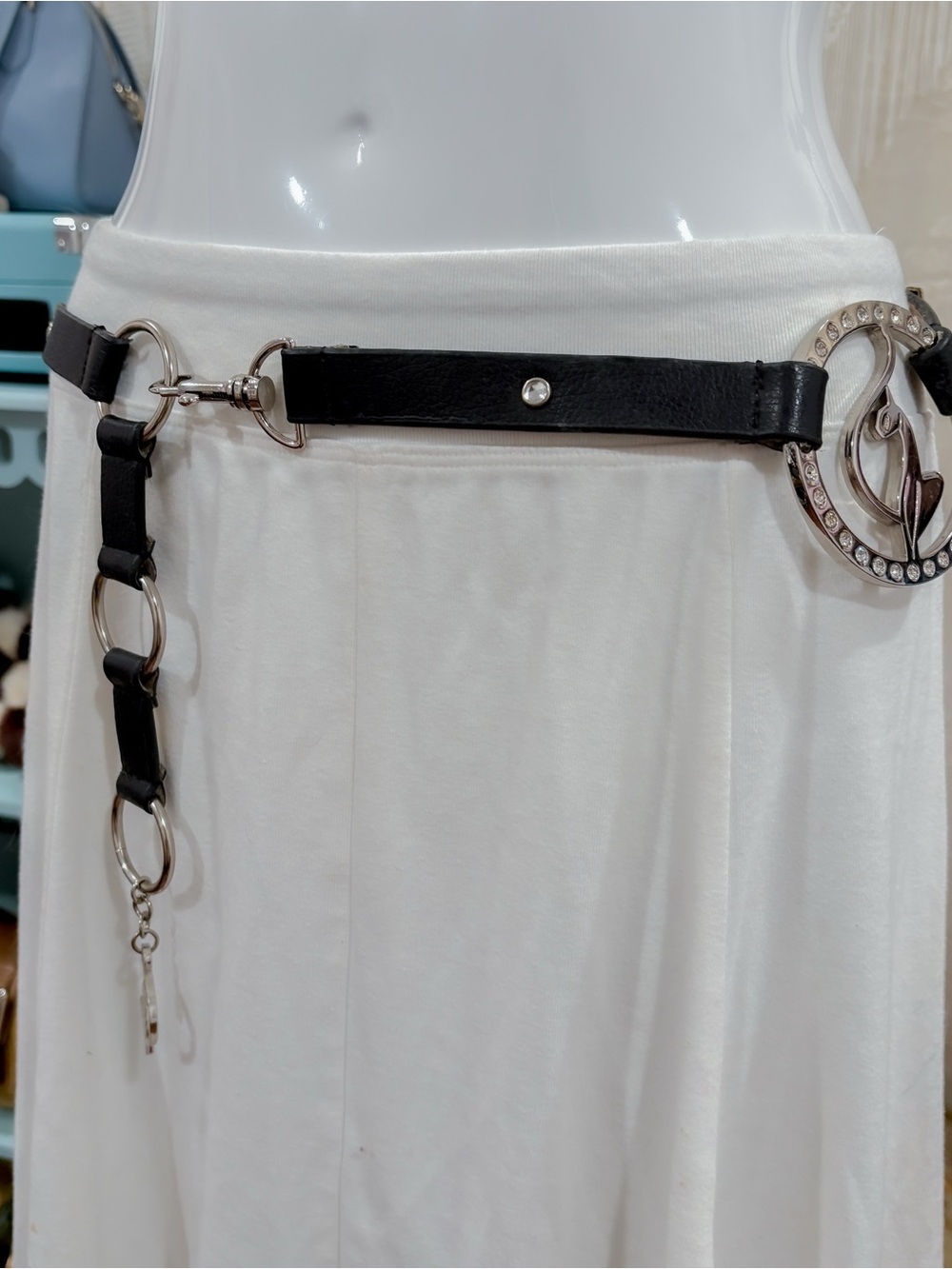 Y2K McBling glam girly baby phat rhinestone O ring belt - Picture 3 of 6